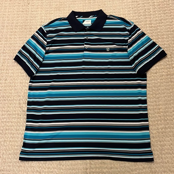 IZOD Blue Striped Golf Shirt Size XL - Picture 1 of 4